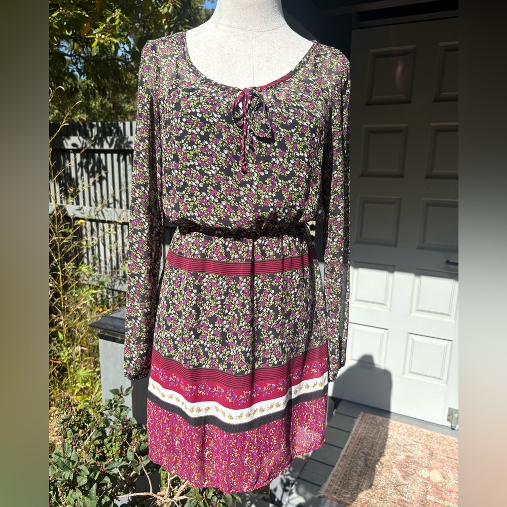 Charlotte Russe Purple Floral Long Sleeve Dress